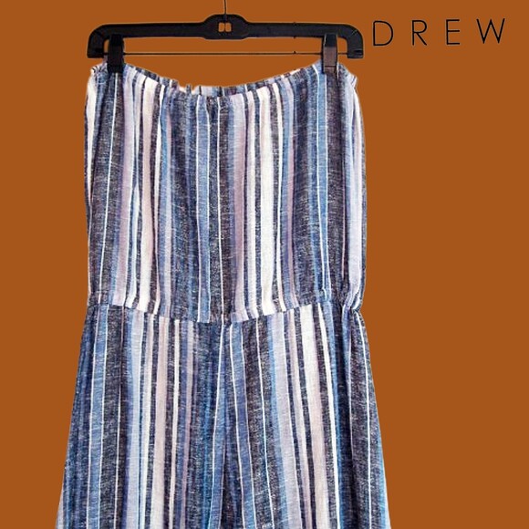 DREW by Anthropologie NEW EMERSON Striped Bandeau Side Slit Leg Jumpsuit M - Picture 10 of 12